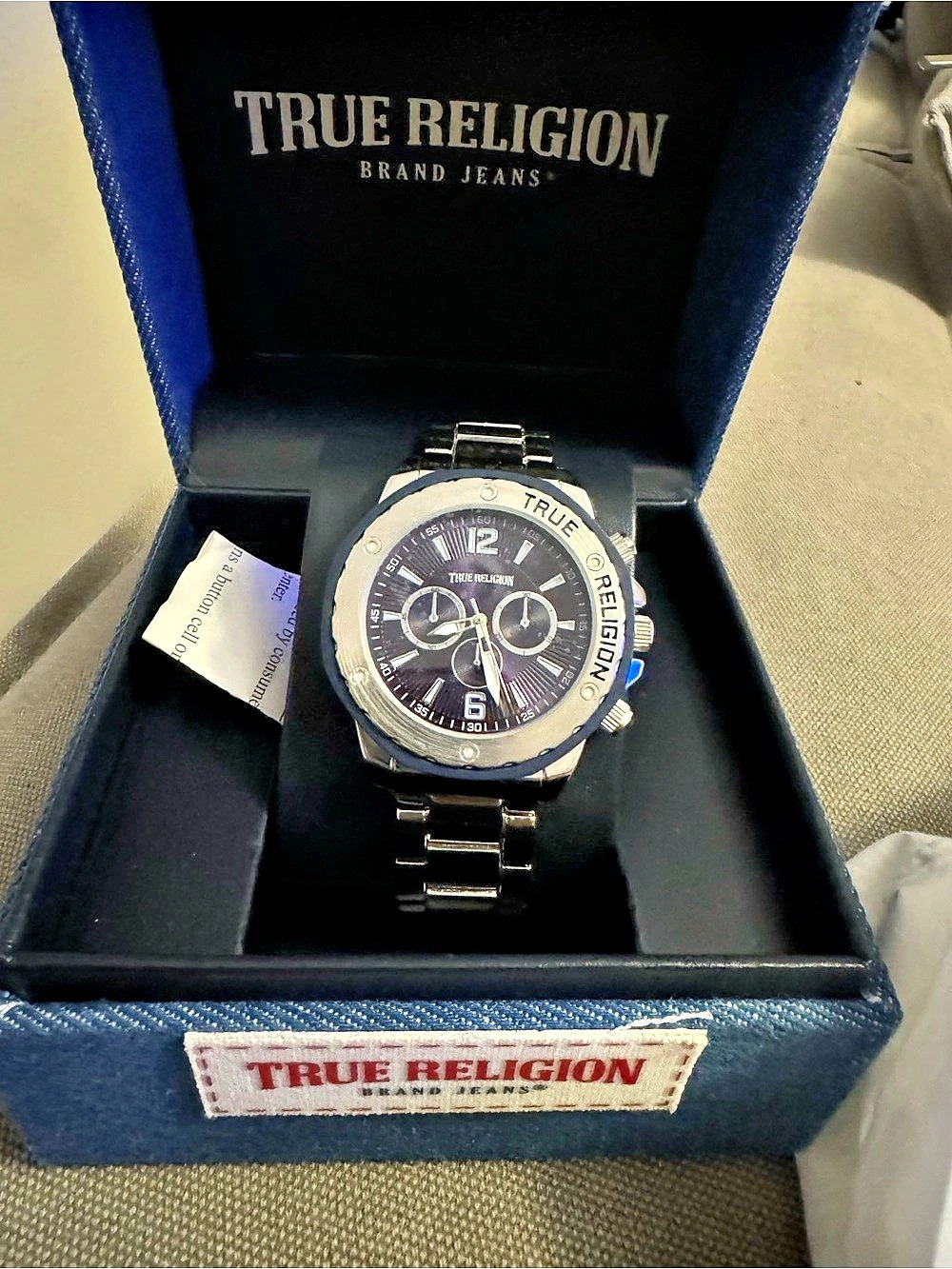 True Religion Men's Chronograph Bracelet Watch Silver & Black